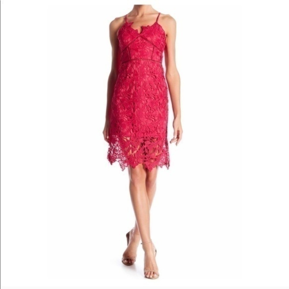 Chemical Lace Slip Dress In Hot Fuchsia Size Xs